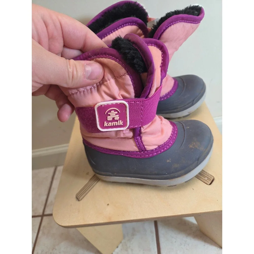 Kamik Snowbug 7 Kids Pink Purple Waterproof Winter Snow Boots Size 6 NF9564N